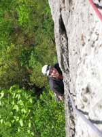 Guy following p1 of West Pole. (Category:  Rock Climbing)