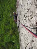 Guy following p1 of West Pole. (Category:  Rock Climbing)