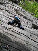 Melissa leading Ribs. (Category:  Rock Climbing)