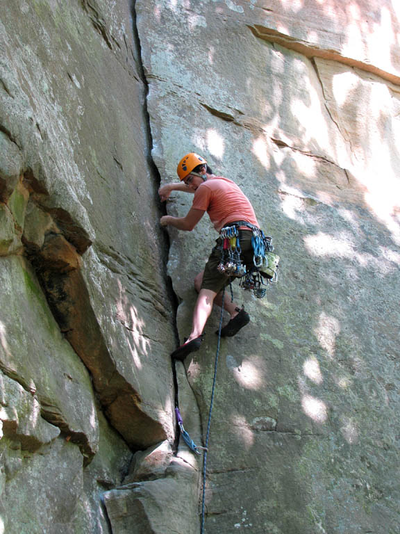 Steve leading Autumn. (Category:  Rock Climbing)