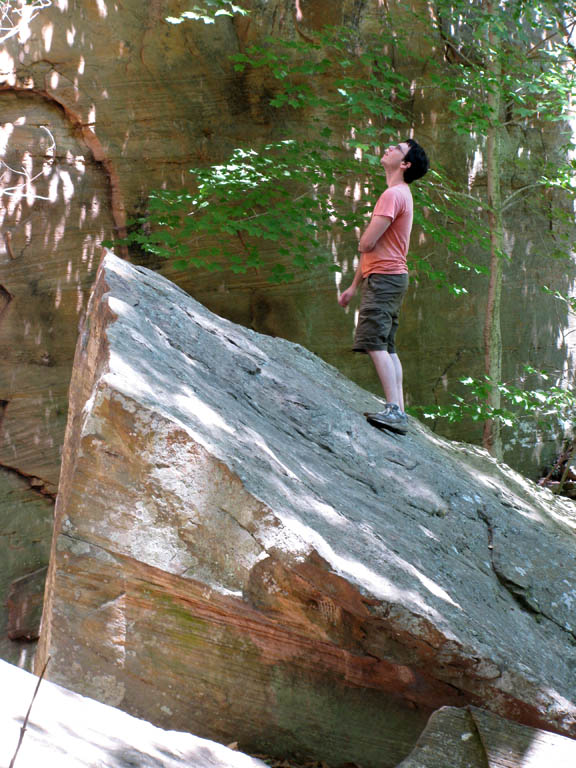 Steve examining Rock Wars. (Category:  Rock Climbing)