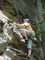 Anna climbing Send Me On My Way. (Category:  Rock Climbing)