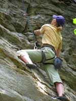 Anna climbing Send Me On My Way. (Category:  Rock Climbing)