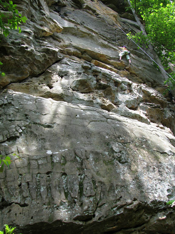 Anna climbing Send Me On My Way. (Category:  Rock Climbing)