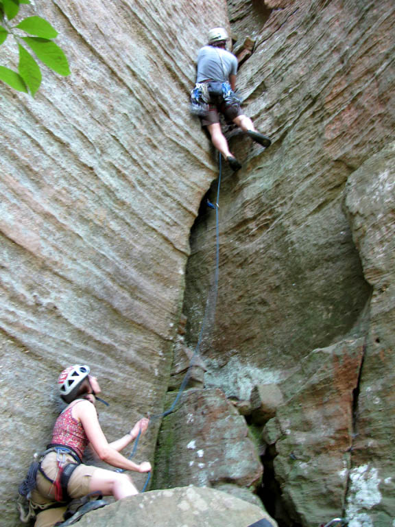 Phil leading Casual Corner. (Category:  Rock Climbing)