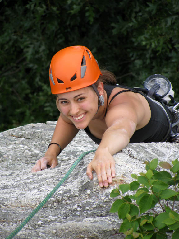 Sarah following the top pitch of Disneyland. (Category:  Rock Climbing)