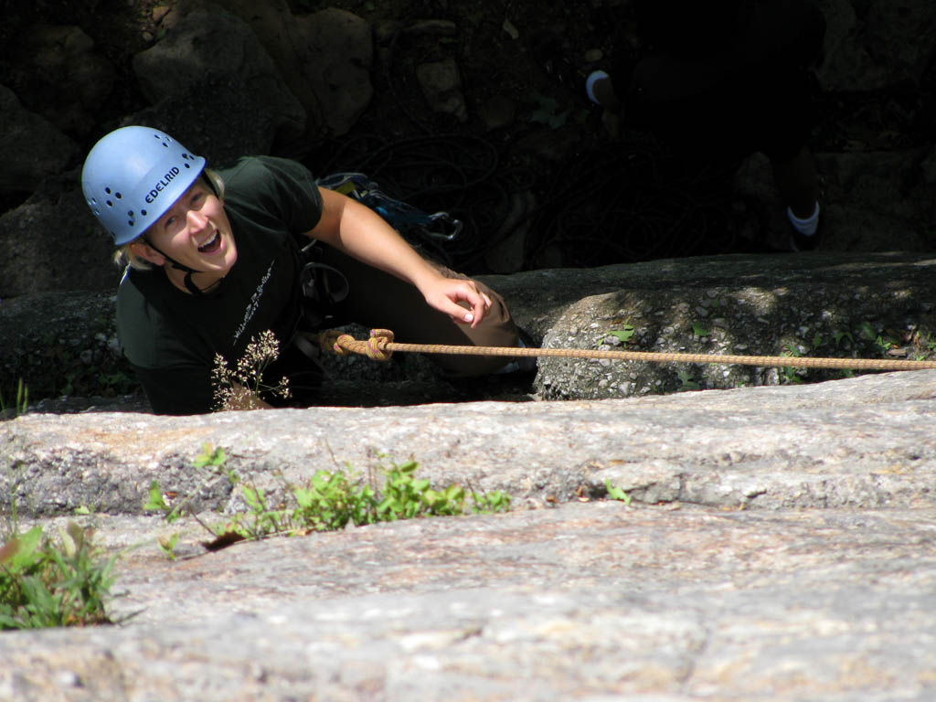 Emily at the start of Frog's Head. (Category:  Rock Climbing)