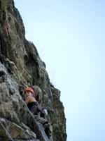 Sarah on the second pitch of Birdland. (Category:  Rock Climbing)