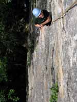 Emily climbing Frog's Head. (Category:  Rock Climbing)