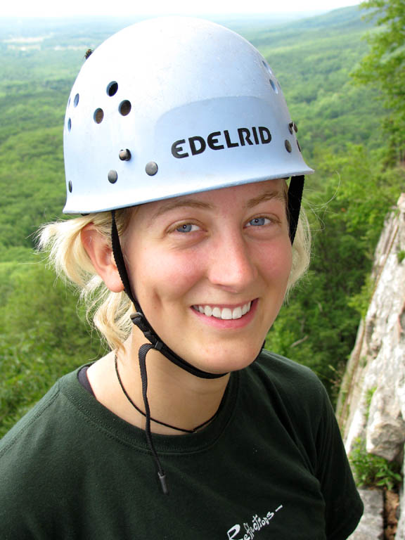 That's better.  Except for the fly on her helmet. (Category:  Rock Climbing)