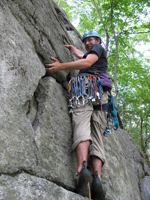 Alex leading Middle Earth. (Category:  Rock Climbing)