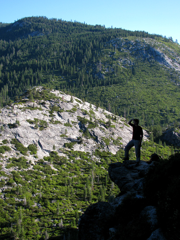 Guy at the start of Traveler Buttress. (Category:  Rock Climbing)