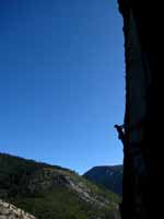 Guy leading the first pitch of Traveler Buttress. (Category:  Rock Climbing)