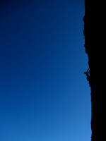 Guy leading the first pitch of Traveler Buttress. (Category:  Rock Climbing)