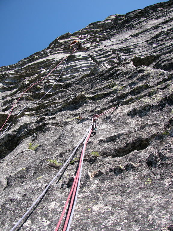 The final two pitches were 300 feet of this. (Category:  Rock Climbing)