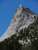 First view of Cathedral Peak. (Category:  Rock Climbing)