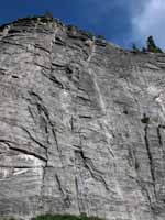 Bear's Reach is the white stripe slightly right of center. (Category:  Rock Climbing)