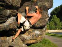 Lars at the start of Spider Web. (Category:  Rock Climbing)