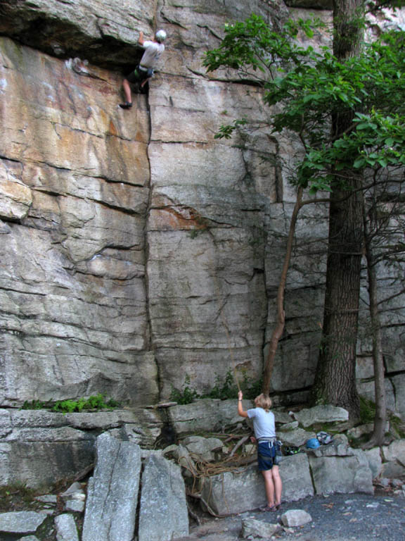 Toproping Nosedive, belayed by Emily. (Category:  Rock Climbing)