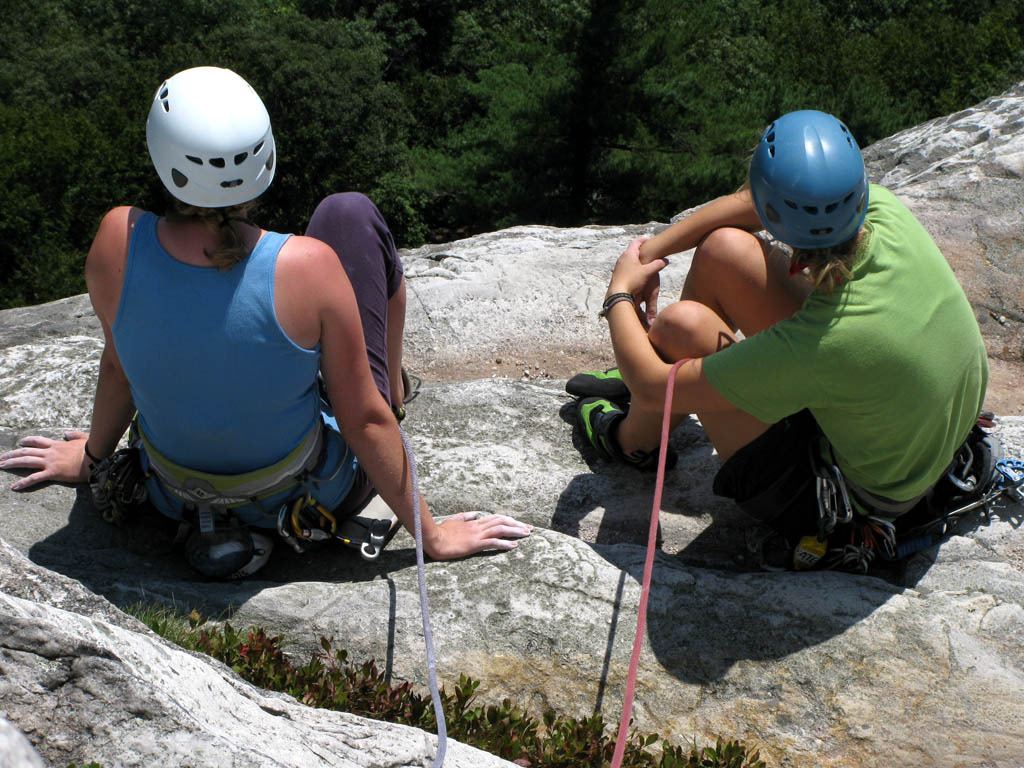 Katie and Emily at the top of High E. (Category:  Rock Climbing)