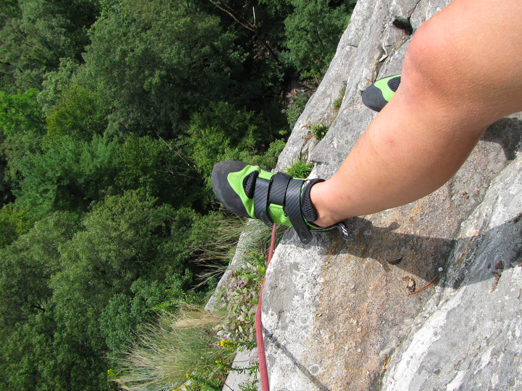 Emily's new bright green Wasabi shoes.  They will figure prominently into my photo portfolio for the trip. (Category:  Rock Climbing)