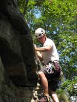 Me leading the start of Strictly From Nowhere. (Category:  Rock Climbing)