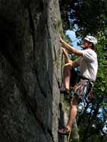 Me leading the start of Strictly From Nowhere. (Category:  Rock Climbing)