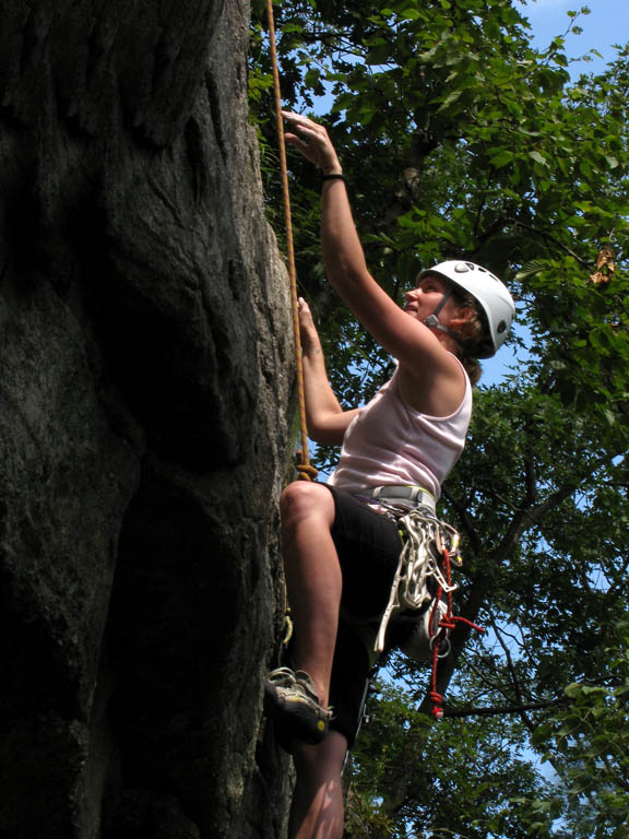 Katie at the start of Strictly From Nowhere. (Category:  Rock Climbing)