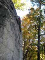 Leading Dirty Gerdie. (Category:  Rock Climbing)