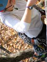 Emily mock leading Finger Locks or Cedar Box. (Category:  Rock Climbing)