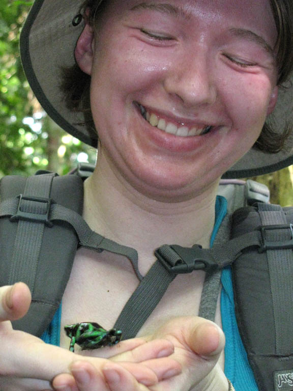 Alex with a Black and Green Poison Dart Frog. (Category:  Travel)