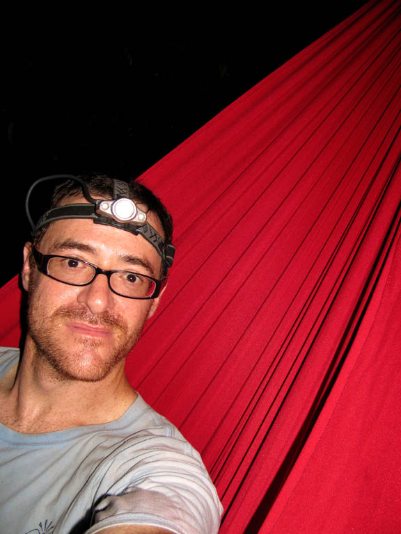 Seventy feet up in a Guacimo Colorado, ready to spend the night in my hammock. (Category:  Travel)