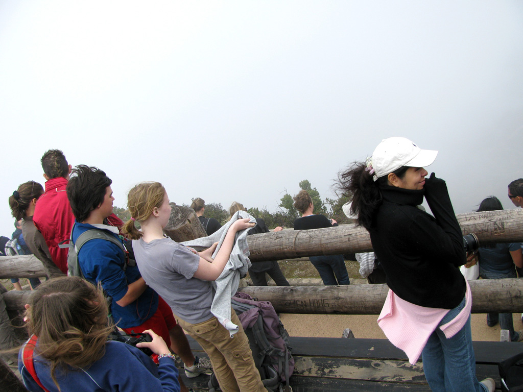 We arrived to see a wall of fog.  And lots of tourists looking at a wall of fog. (Category:  Travel)