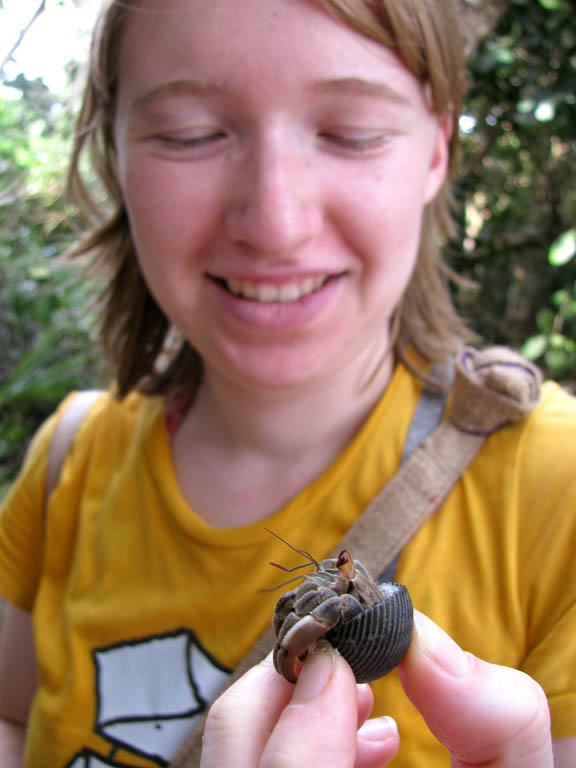 Alex with a Hermit Crab. (Category:  Travel)