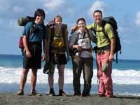 Joe, Alex, Jess and me at the start of the 20km hike to Sirena. (Category:  Travel)