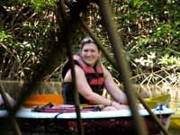 Jess in her leaking kayak. (Category:  Travel)