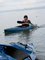 Joe reaching shore. (Category:  Travel)