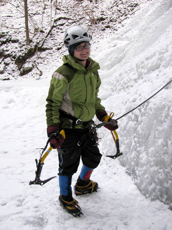 Emily ready to climb. (Category:  Ice Climbing)