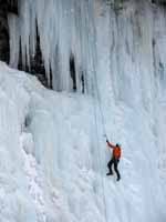 Guy climbing Salmon Nation. (Category:  Ice Climbing)