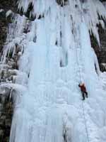 Alex climbing Mate, Spawn and Die. (Category:  Ice Climbing)