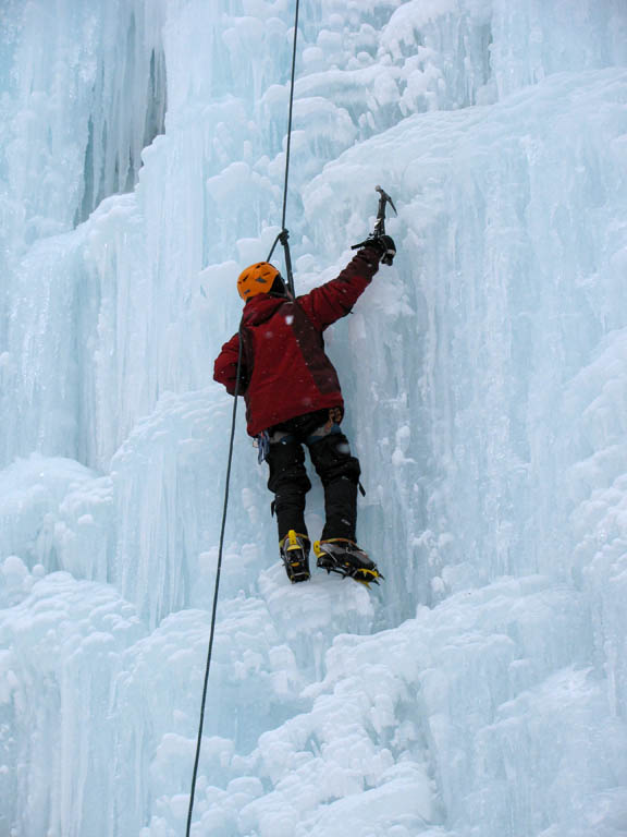 Alex climbing Mate, Spawn and Die. (Category:  Ice Climbing)