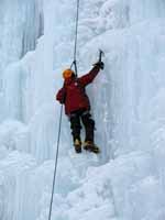 Alex climbing Mate, Spawn and Die. (Category:  Ice Climbing)