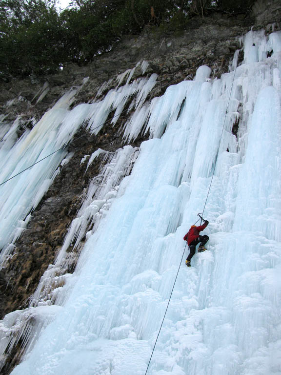 Alex climbing Mate, Spawn and Die. (Category:  Ice Climbing)