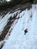 Alex climbing Mate, Spawn and Die. (Category:  Ice Climbing)