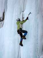 Emily climbing Mate, Spawn and Die. (Category:  Ice Climbing)