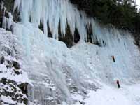 Guy climbing Salmon Nation. (Category:  Ice Climbing)