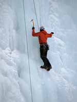 Guy climbing Salmon Nation. (Category:  Ice Climbing)