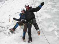 Me and Katie.  With that XL puffy jacket, it looks like I'm carrying a spare tire. (Category:  Ice Climbing)