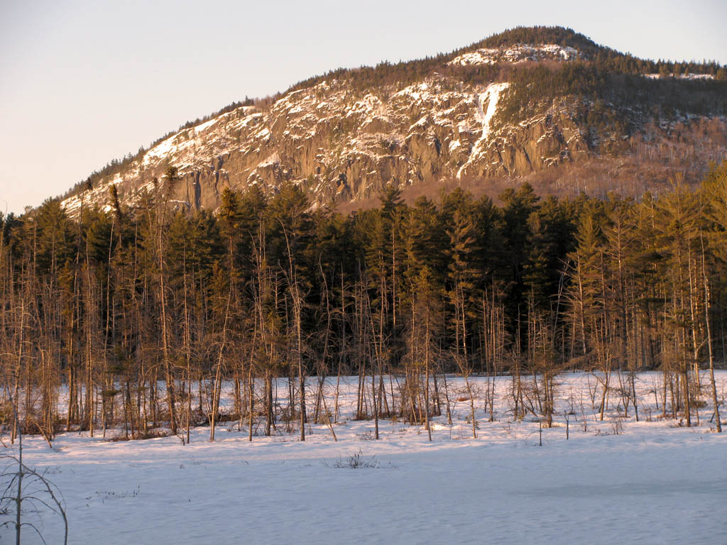 Pharaoh from a distance.  The climb is the obvious ice line near the center. (Category:  Ice Climbing)