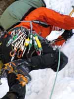 Guy leading the first pitch. (Category:  Ice Climbing)